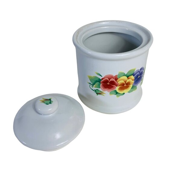 Corning Small Canister Summer Blush Floral Corning Ceramic Coffee Jar Lid VTG - Picture 12 of 14